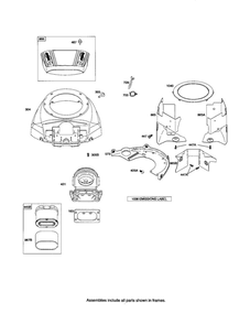 Air Cleaner Cover/Blower Housing Diagram and Parts List for 44M700 0110-0121 Briggs and Stratton Engine